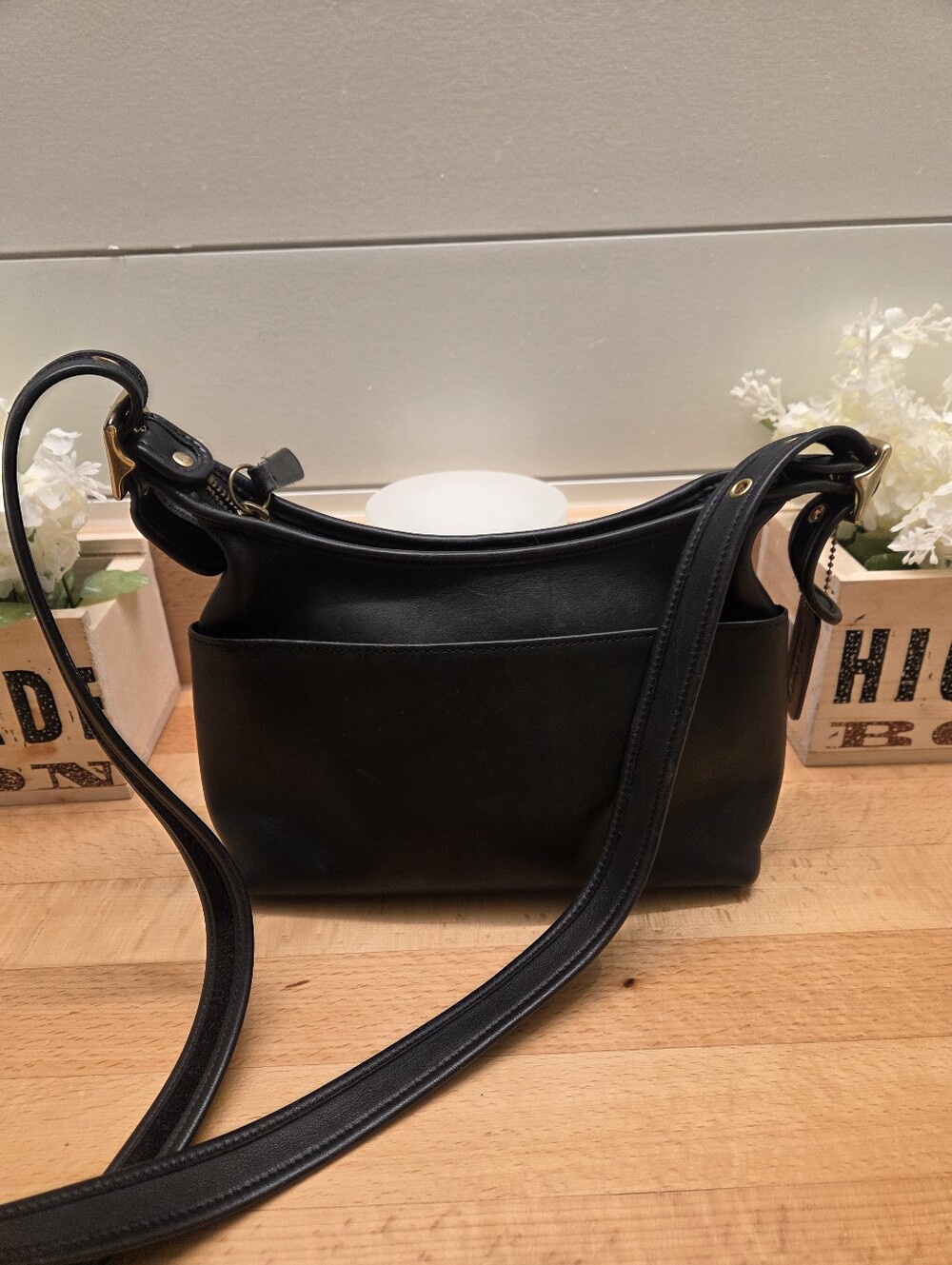 Coach Vintage Legacy Small Pocket Zip Bag (Style 9136) Black Leather Crossbody